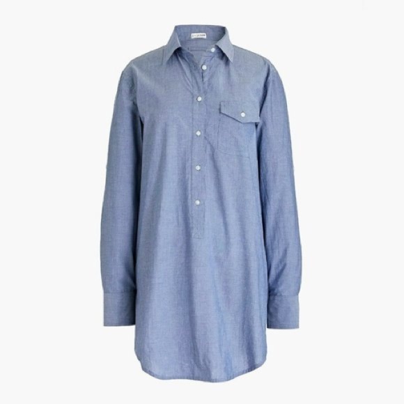 J. Crew Long Sleeve Chambray Popover Tunic NWT - Picture 2 of 6
